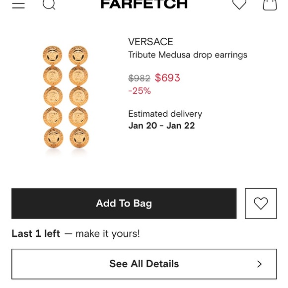 Versace Tribute Medusa Gold Earings - Picture 14 of 16